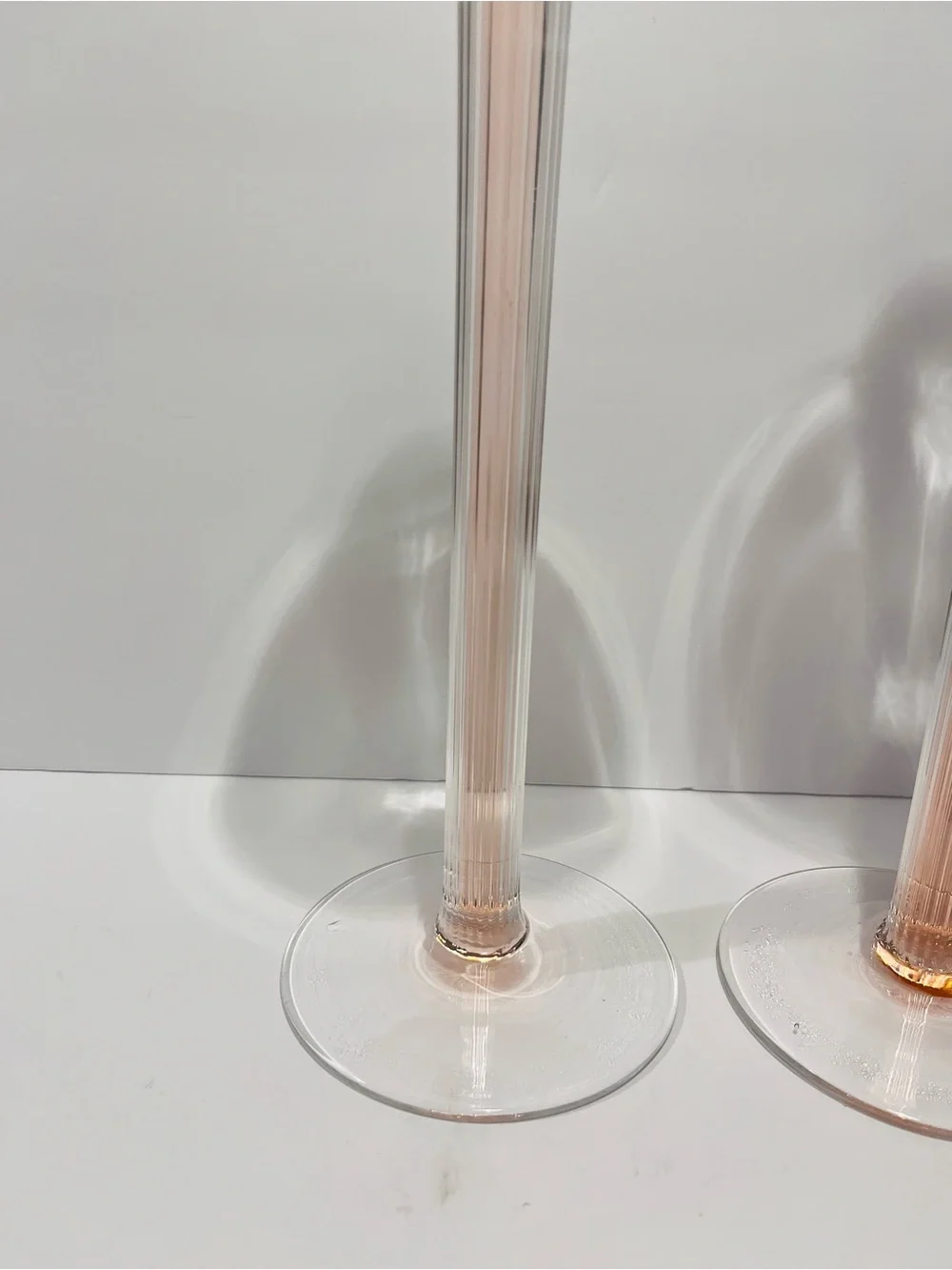 Vtg IVV  Italy Tall Postmodern Vetraria Valdarnese 2 Pink Glass Candle Holders
